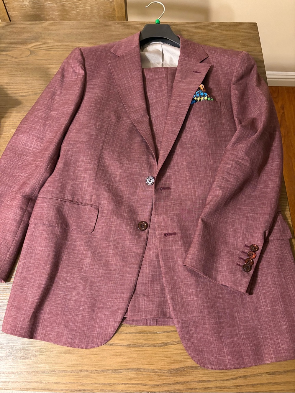 Stefano Ricci Men's Burgundy Textured Two-Button Suit Jacket